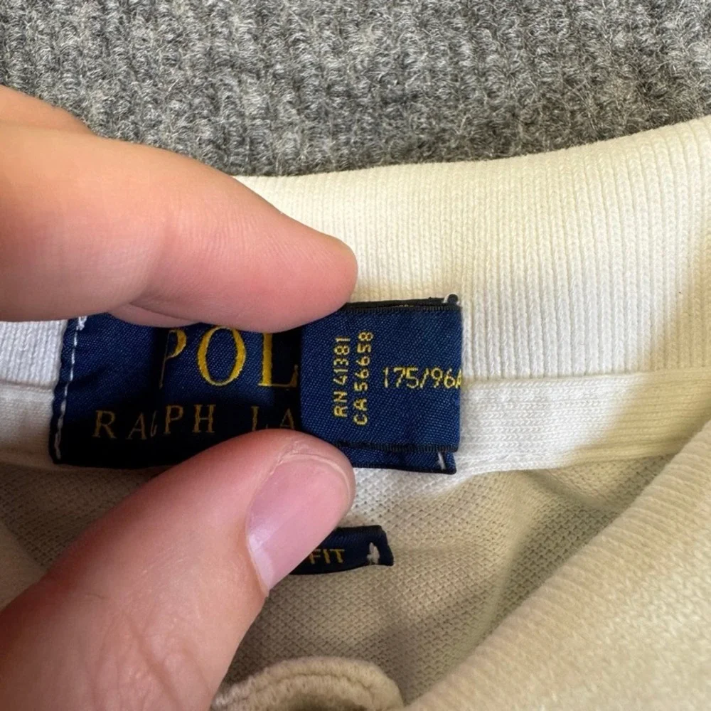 Polo Ralph Lauren Mens Classic Fit White Pique Polo Shirt Navy Pony Logo Size M